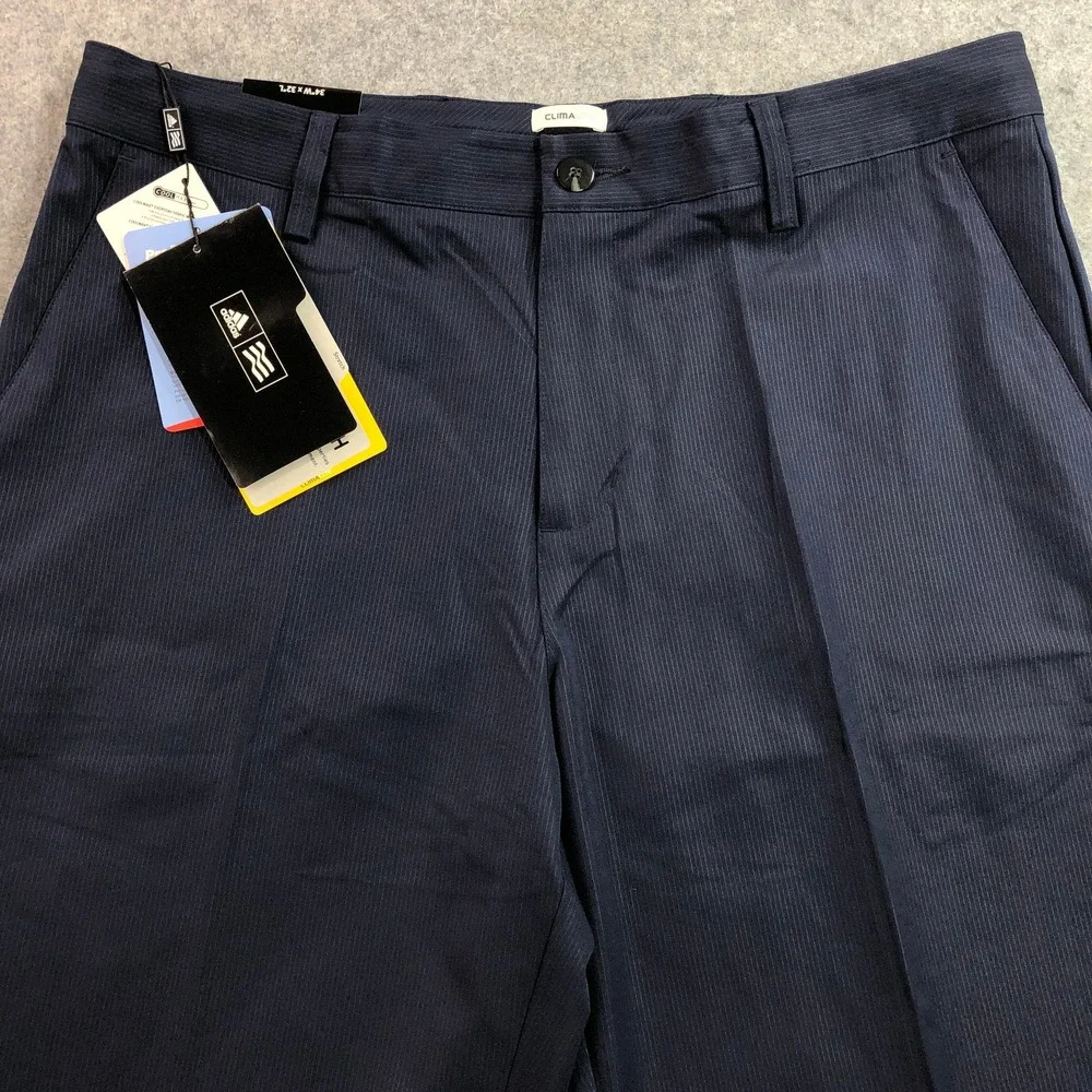 Adidas Mens Golf Pants 34x32 Navy Blue Climalite Pinstripe Performance NWT